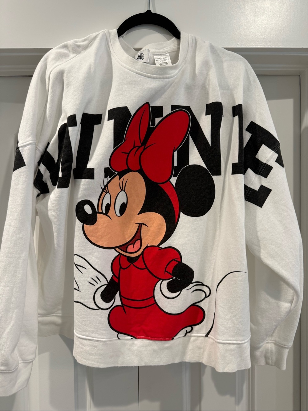 Disney White Sweatshirt with Red Minnie Graphic